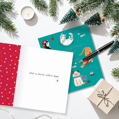 Cat Christmas Card Merry Christmas To The Best Cat Festive Cats Xmas Greetings