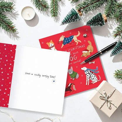Dog Christmas Card Merry Christmas To The Best Dog Festive Dogs Xmas Greetings