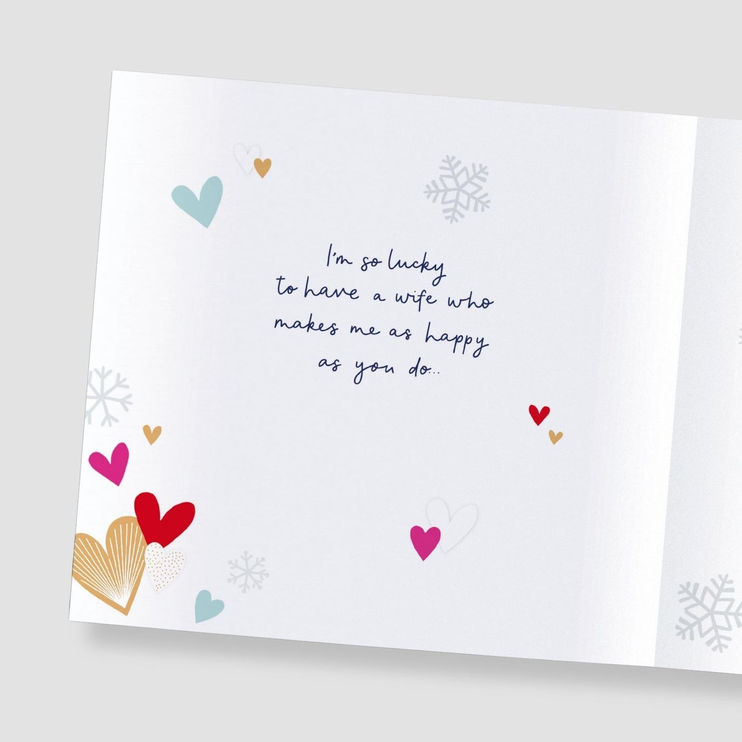 For My Amazing Wife Christmas Card Foiled Die-Cut Love Hearts 8x8 Xmas Greetings