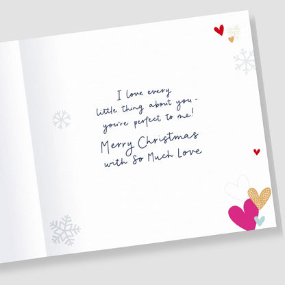 For My Amazing Wife Christmas Card Foiled Die-Cut Love Hearts 8x8 Xmas Greetings