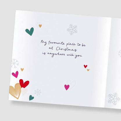 One I Love Christmas Card & Always Foiled Die-Cut Love Hearts 8x8 Xmas Greetings