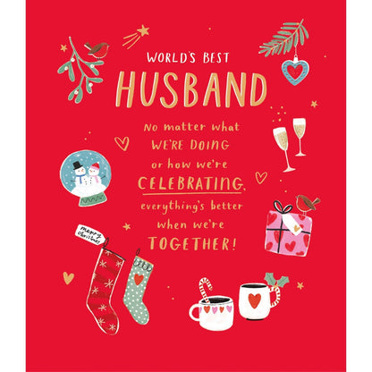 World's Best Husband Christmas Card Better Together Foiled Xmas Greetings