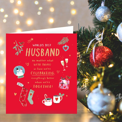 World's Best Husband Christmas Card Better Together Foiled Xmas Greetings