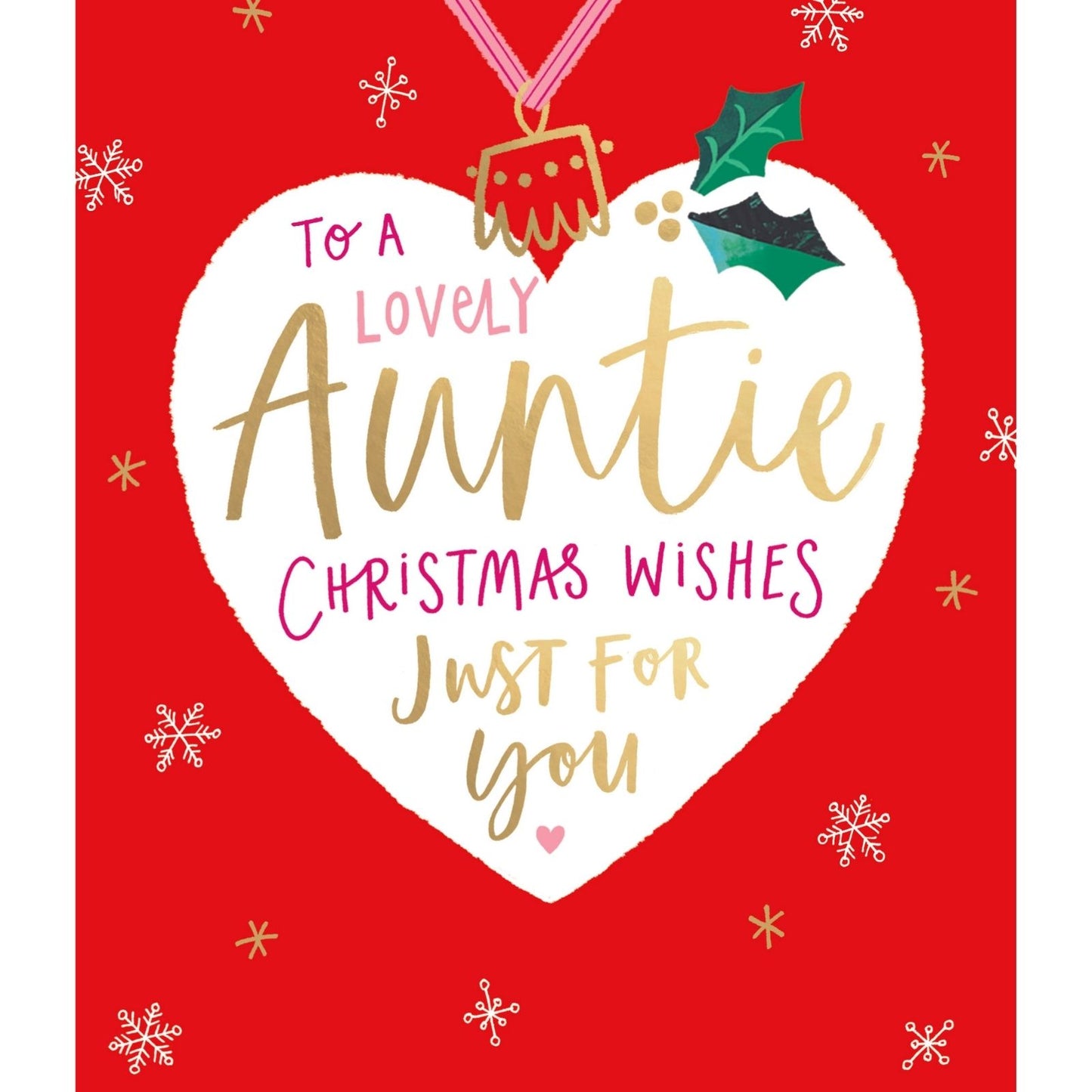Lovely Auntie Christmas Card Foiled Christmas Wishes Love Heart Xmas Greetings
