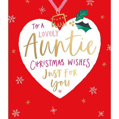 Lovely Auntie Christmas Card Foiled Christmas Wishes Love Heart Xmas Greetings