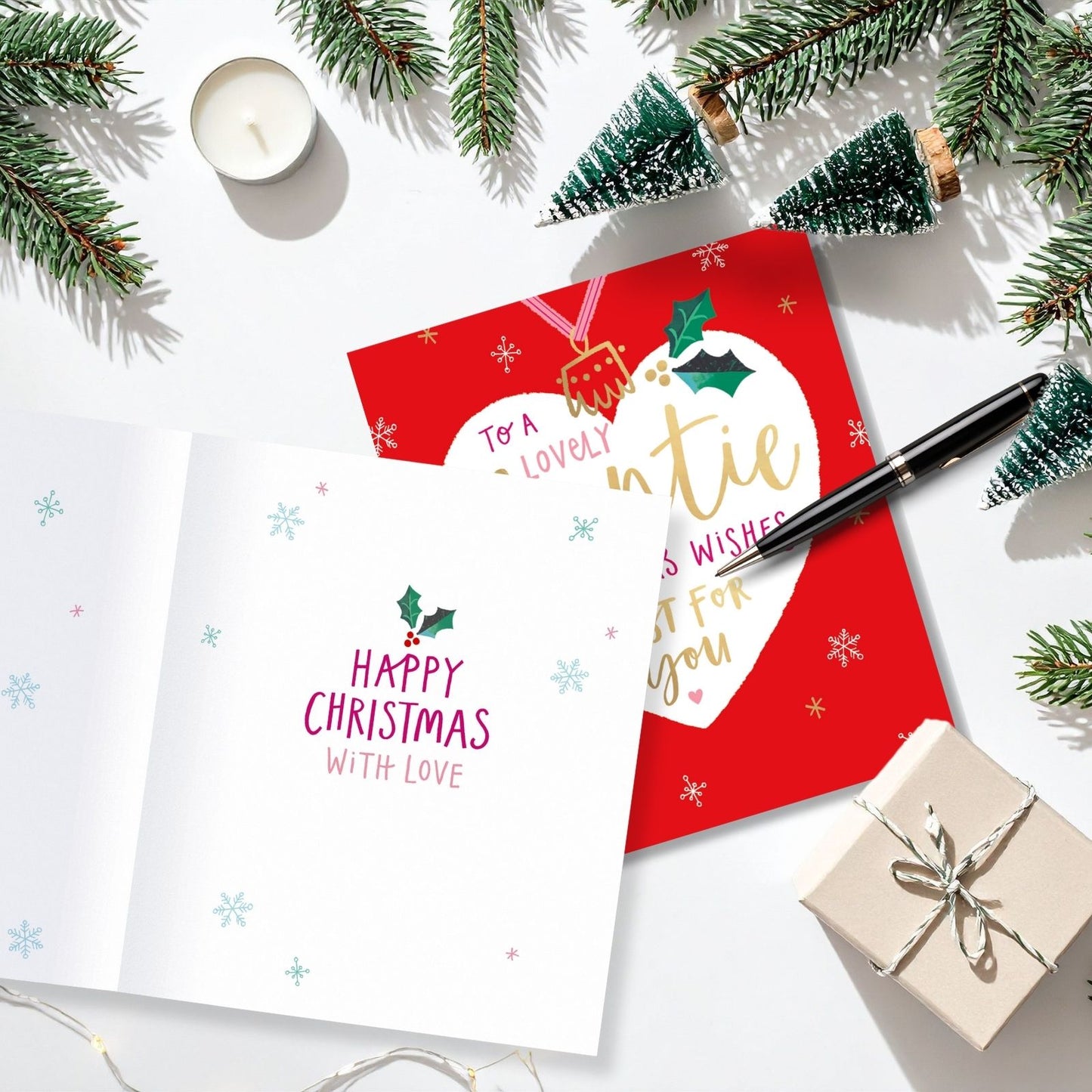 Lovely Auntie Christmas Card Foiled Christmas Wishes Love Heart Xmas Greetings