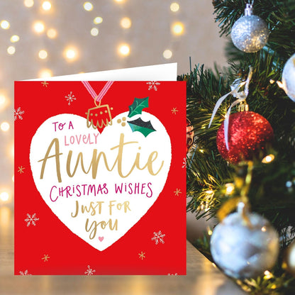 Lovely Auntie Christmas Card Foiled Christmas Wishes Love Heart Xmas Greetings