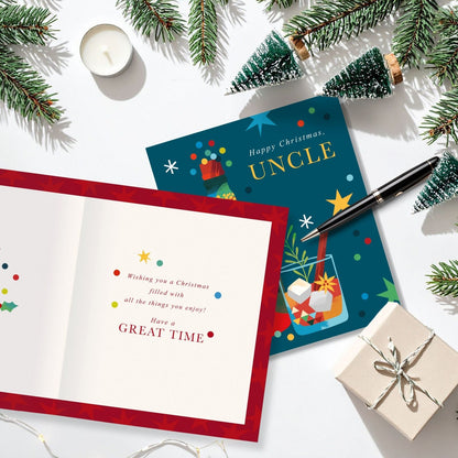 Uncle Christmas Card Happy Christmas Foiled Festive Tipple Xmas Greetings