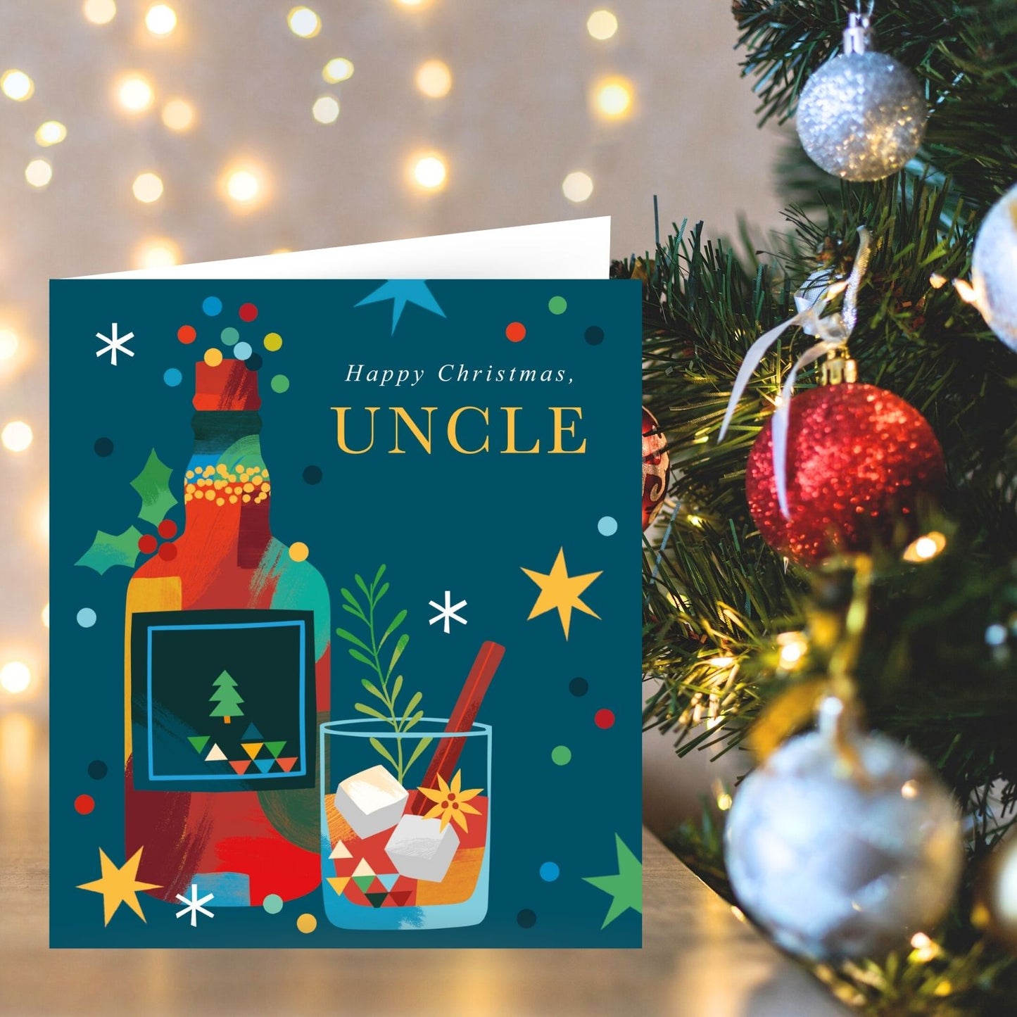 Uncle Christmas Card Happy Christmas Foiled Festive Tipple Xmas Greetings