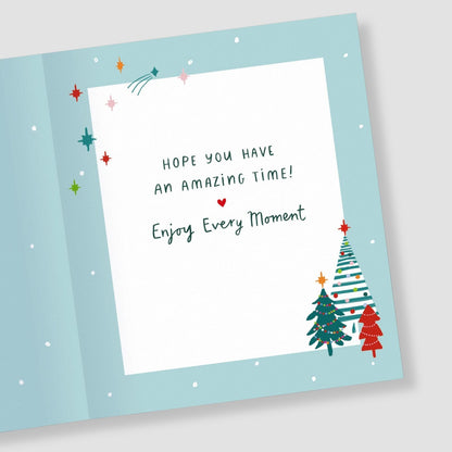Son & Daughter-In-Law Christmas Card Artistic Festive Trees Xmas Greetings