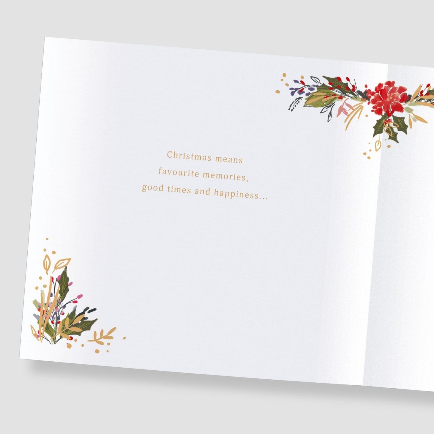 Mum & Dad Christmas Card Gold Foiled Festive Heart Wreath Xmas Greetings