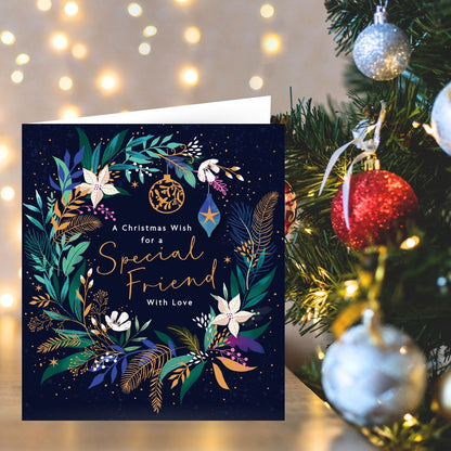 Special Friend Christmas Card With Love Festive Christmas Wreath Xmas Greetings