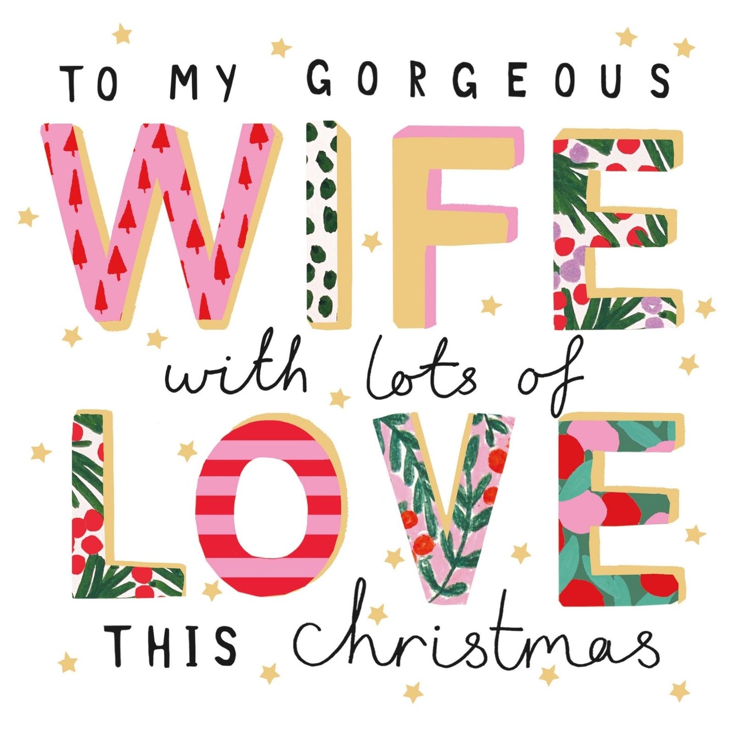 Gorgeous Wife Christmas Card Artistic Foiled Kindred Art Range Xmas Greetings
