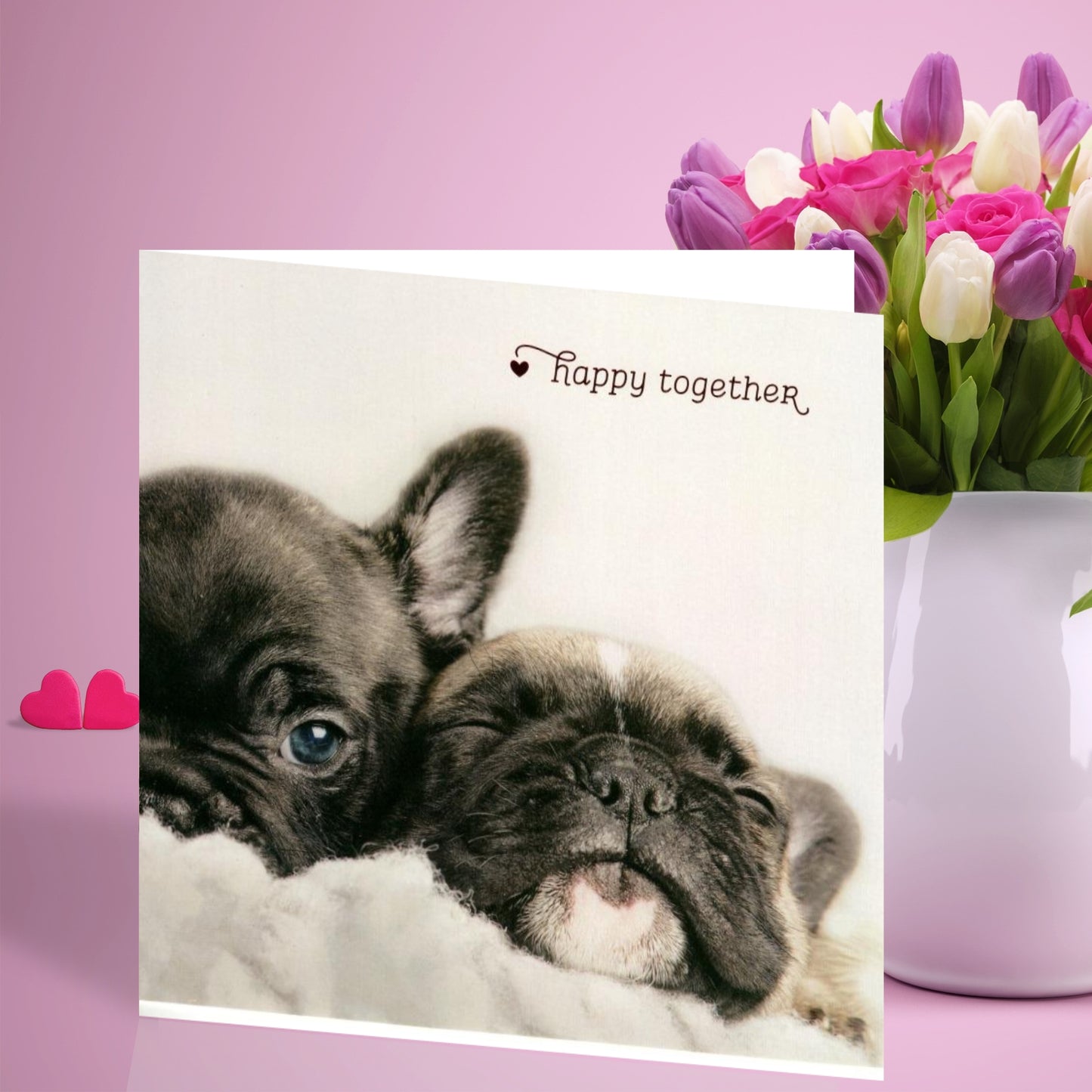 Frenchie Happy Together Cute Dogs Valentine's Day Card