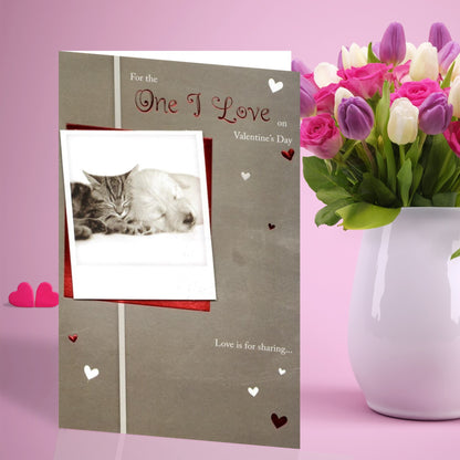 One I Love Kitten and Puppy Cute Valentine's Day Card