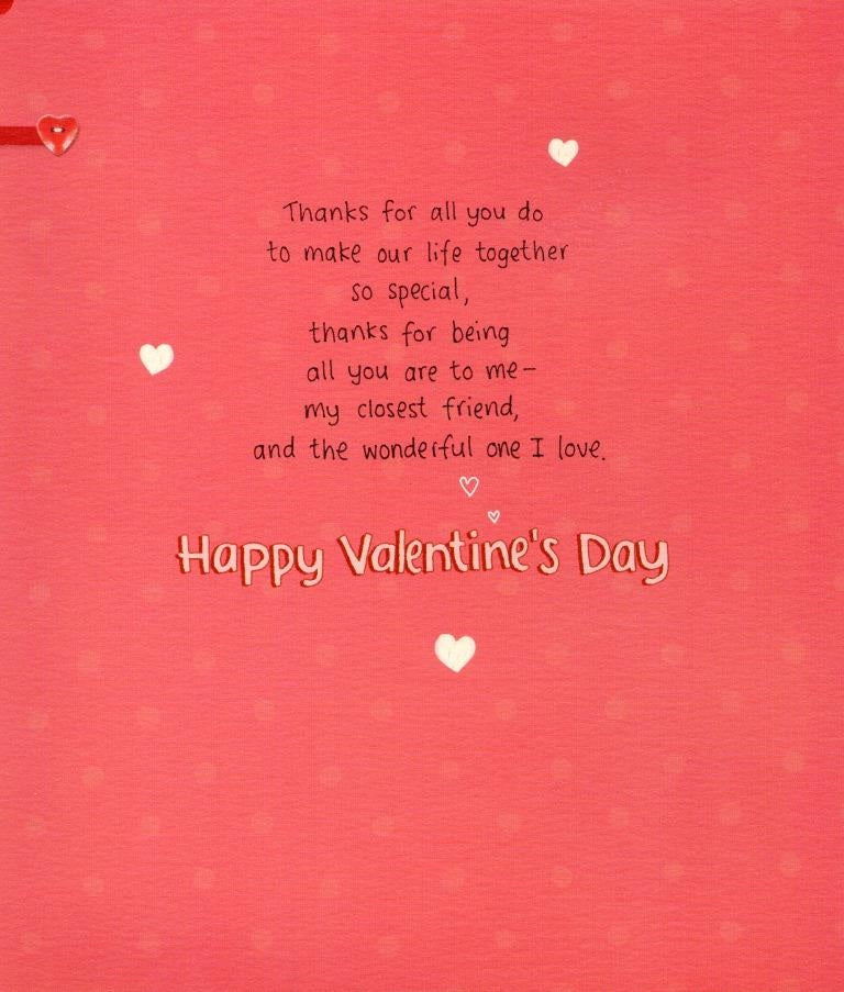 Beautiful Wife Thoughtful Verse Embellished Valentine's Card