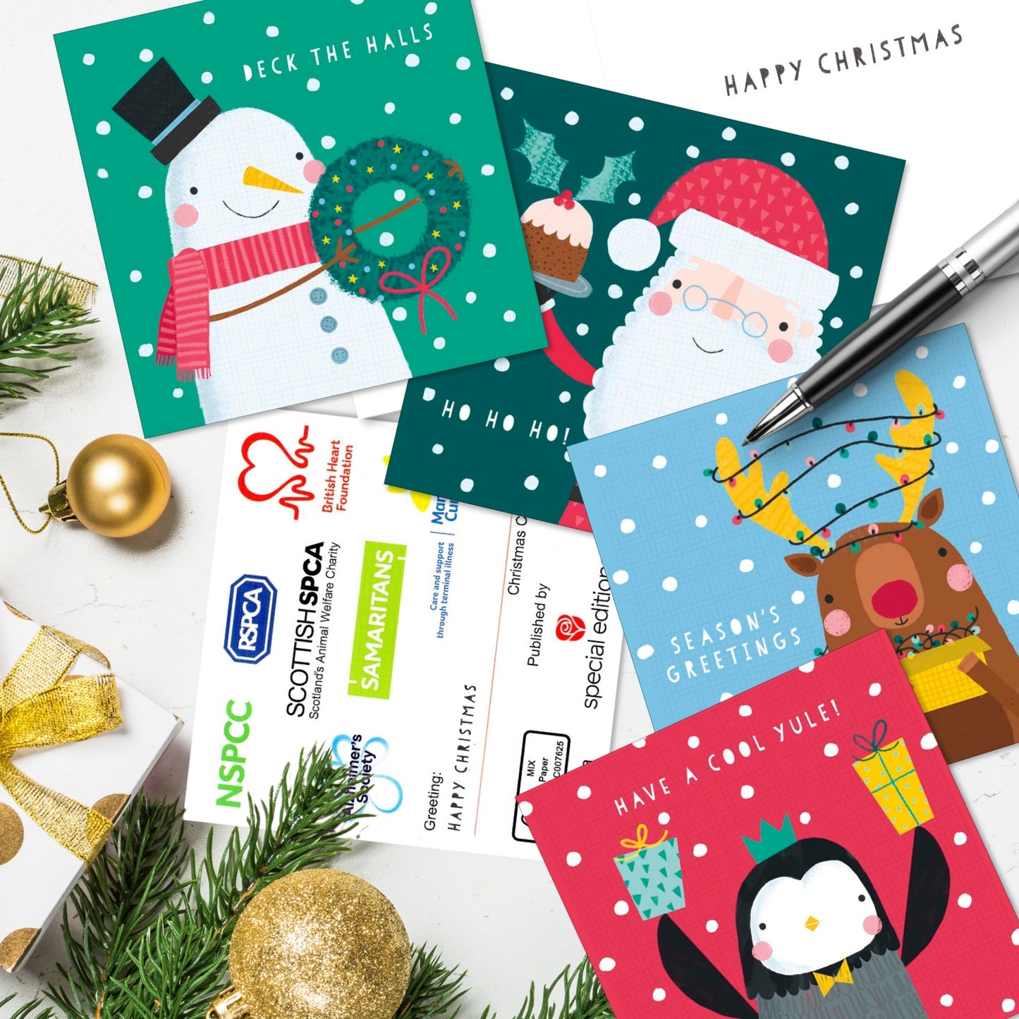 Box of 30 Assorted Characters Mini Multiple Charity Christmas Cards