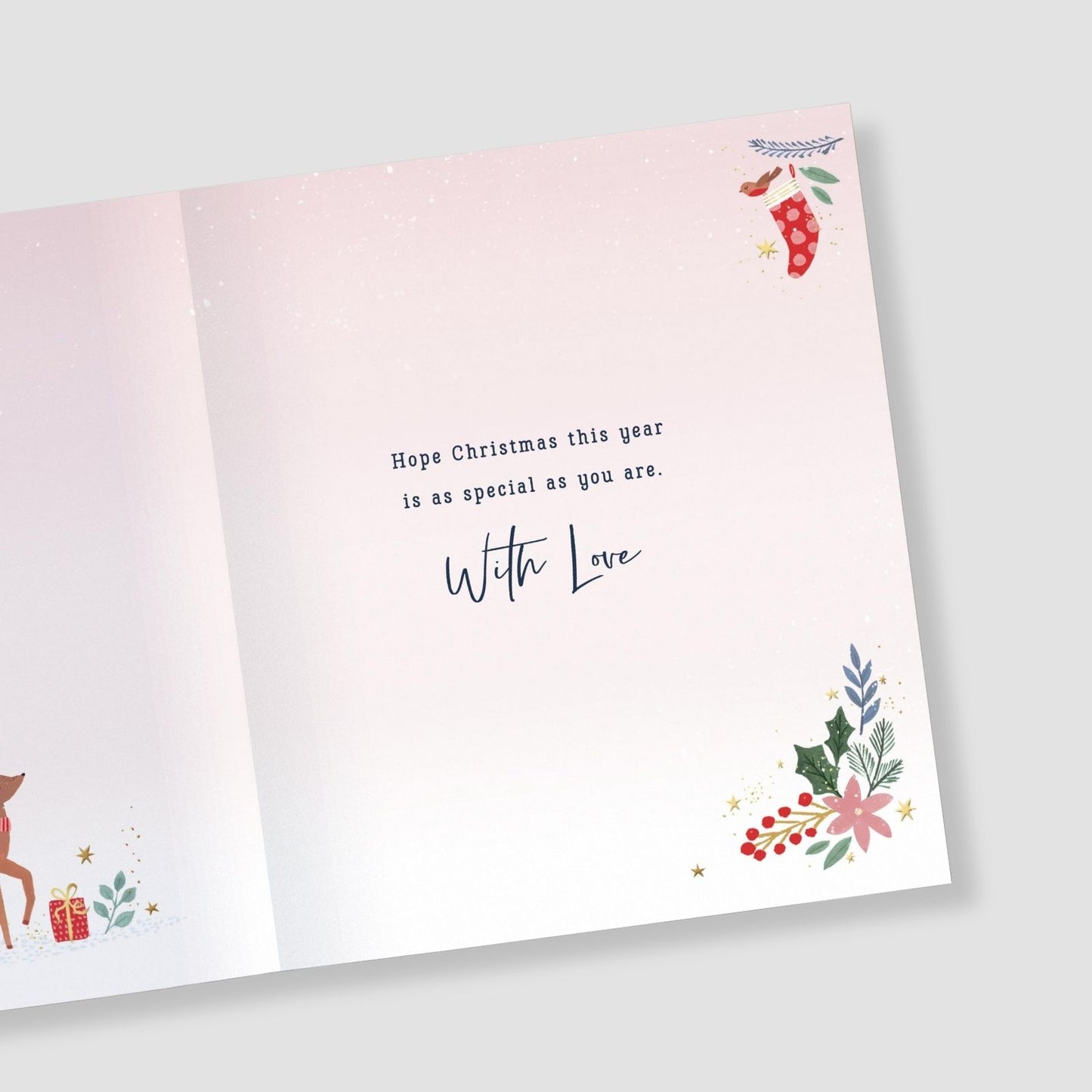 Lovely Nanny Christmas Card Reindeer With Christmas Wreath Xmas Greetings