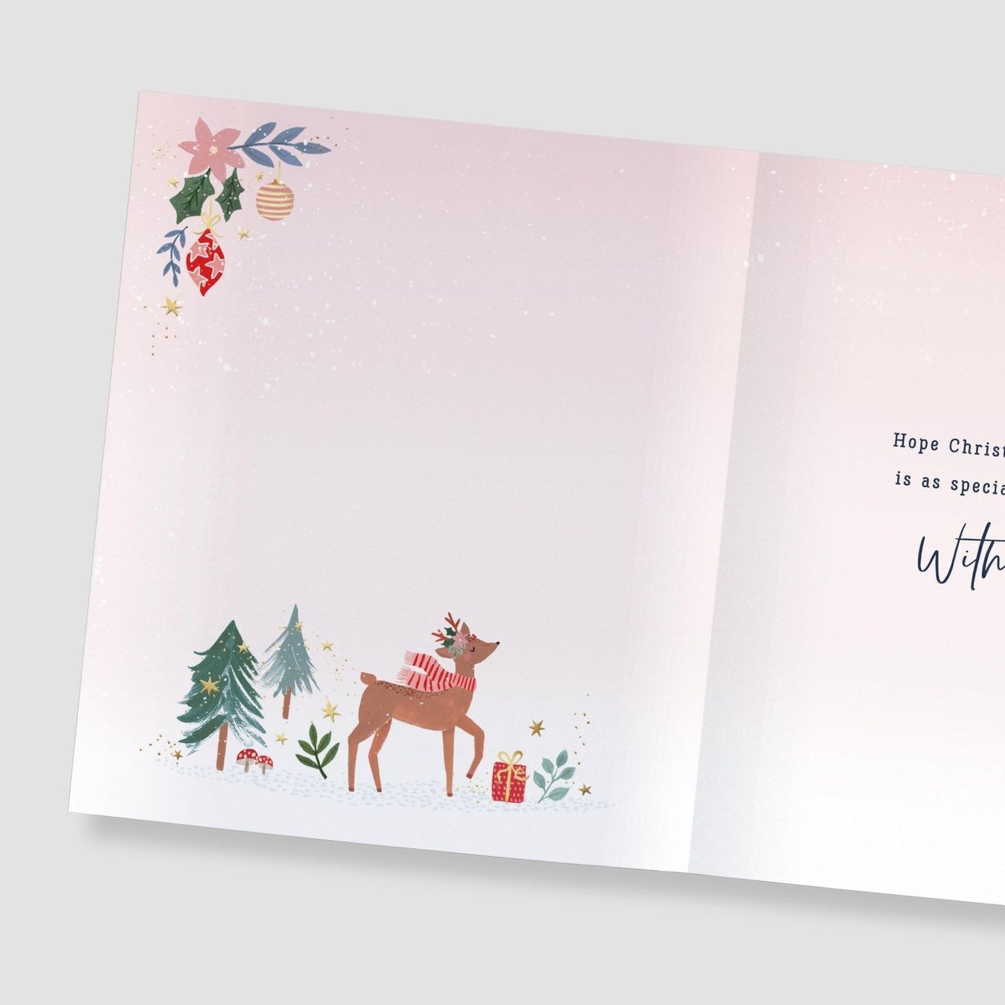 Lovely Nanny Christmas Card Reindeer With Christmas Wreath Xmas Greetings