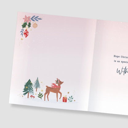 Lovely Nanny Christmas Card Reindeer With Christmas Wreath Xmas Greetings