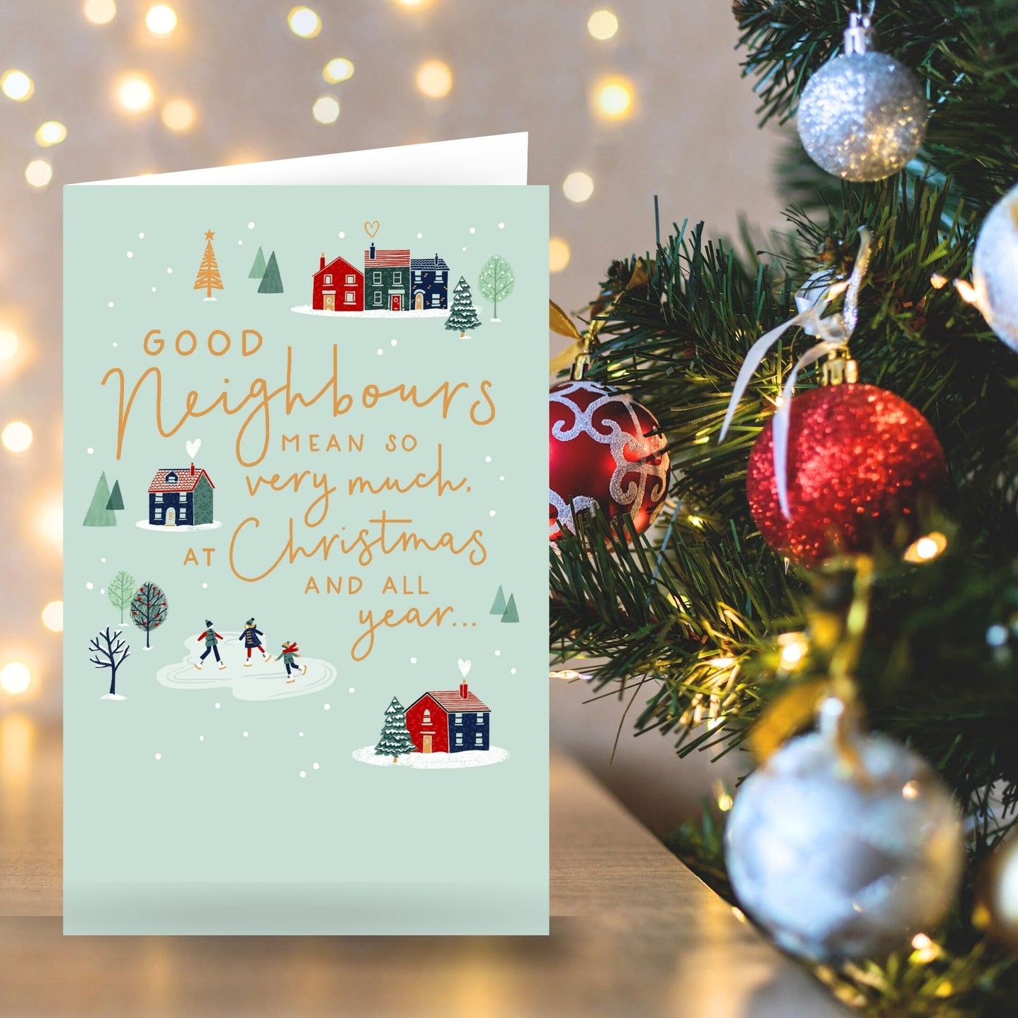 Good Neighbours Christmas Card Mean So Very Much Gold Foiled Xmas Greetings