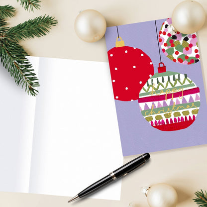 Artistic Christmas Card Foiled Baubles Kindred Art Range Xmas Greetings