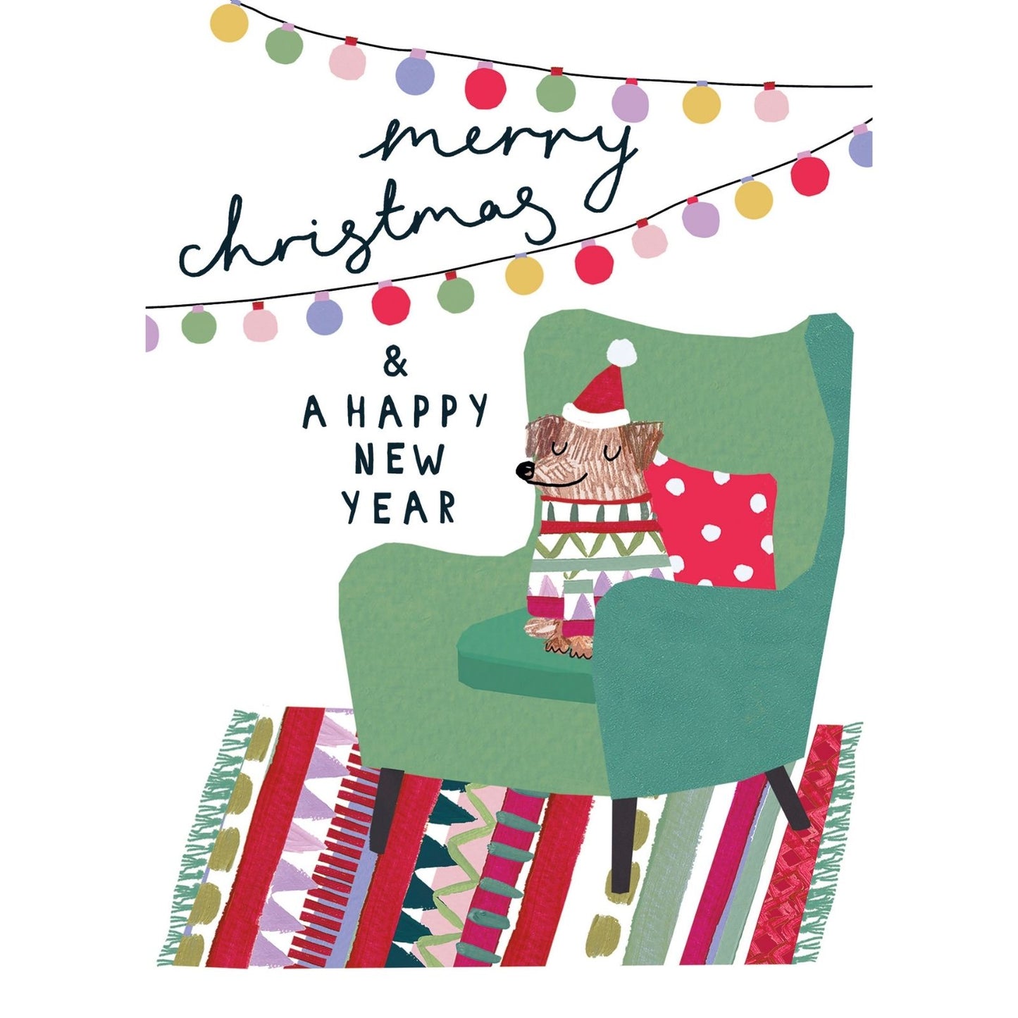 Artistic Christmas Card Festive Dog On Chair Kindred Art Range Xmas Greetings