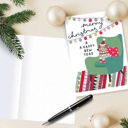 Artistic Christmas Card Festive Dog On Chair Kindred Art Range Xmas Greetings