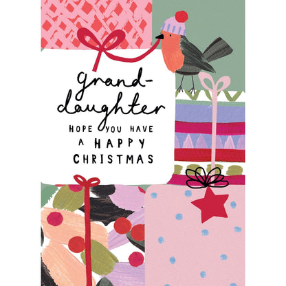 Granddaughter Christmas Card Artistic Red Robin Kindred Art Range Xmas Greetings