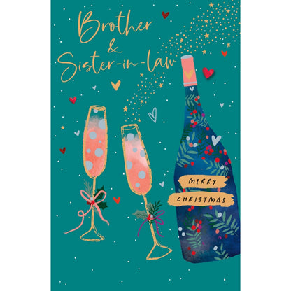Brother & Sister-In-Law Christmas Card Festive Champagne Toast Xmas Greetings