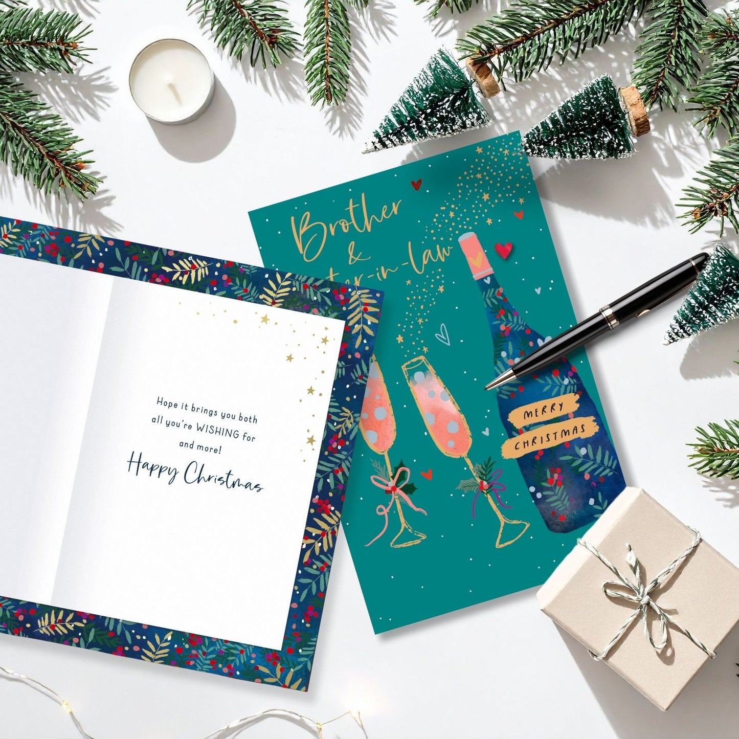 Brother & Sister-In-Law Christmas Card Festive Champagne Toast Xmas Greetings