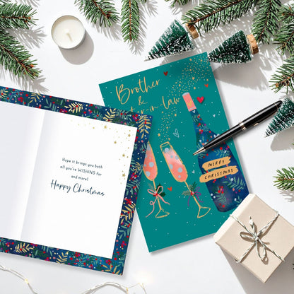 Brother & Sister-In-Law Christmas Card Festive Champagne Toast Xmas Greetings