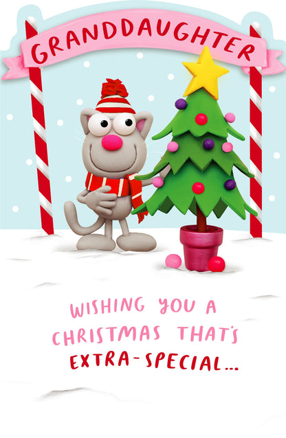 Crackers Extra-Special Granddaughter Funny Cat Christmas Greeting Card