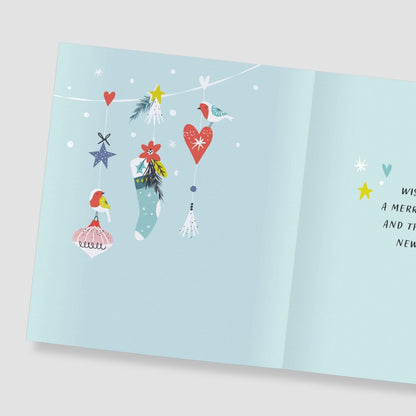 Lovely Nana Christmas Card Festive Robins & Christmas Stocking Xmas Greetings