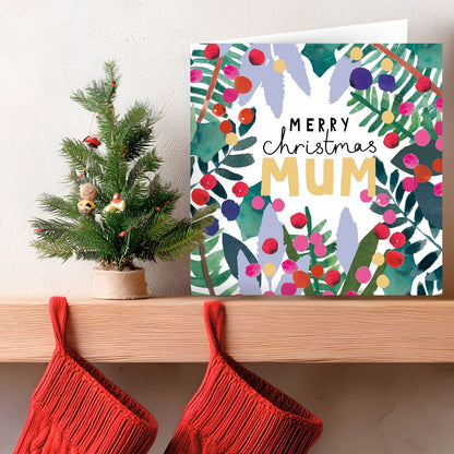 Mum Christmas Card Artistic Foiled Embossed Kindred Art Range Xmas Greetings