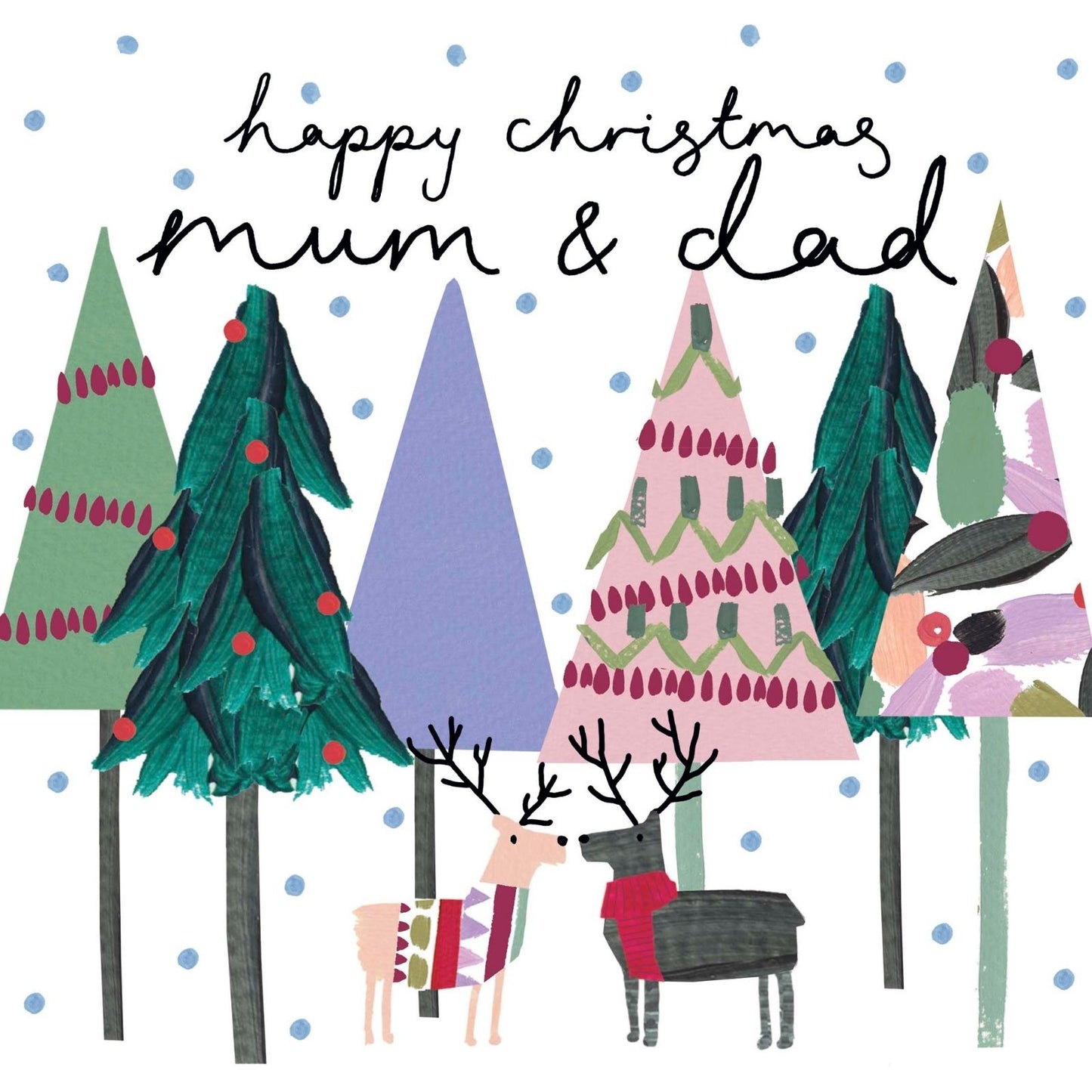 Mum & Dad Christmas Card Artistic Reindeer Kindred Art Range Xmas Greetings