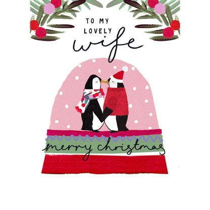 Wife Christmas Card Artistic Penguins Kissing Kindred Art Range Xmas Greetings