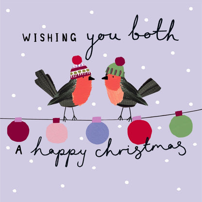 Couple Christmas Card Artistic Foiled Robins Kindred Art Range Xmas Greetings