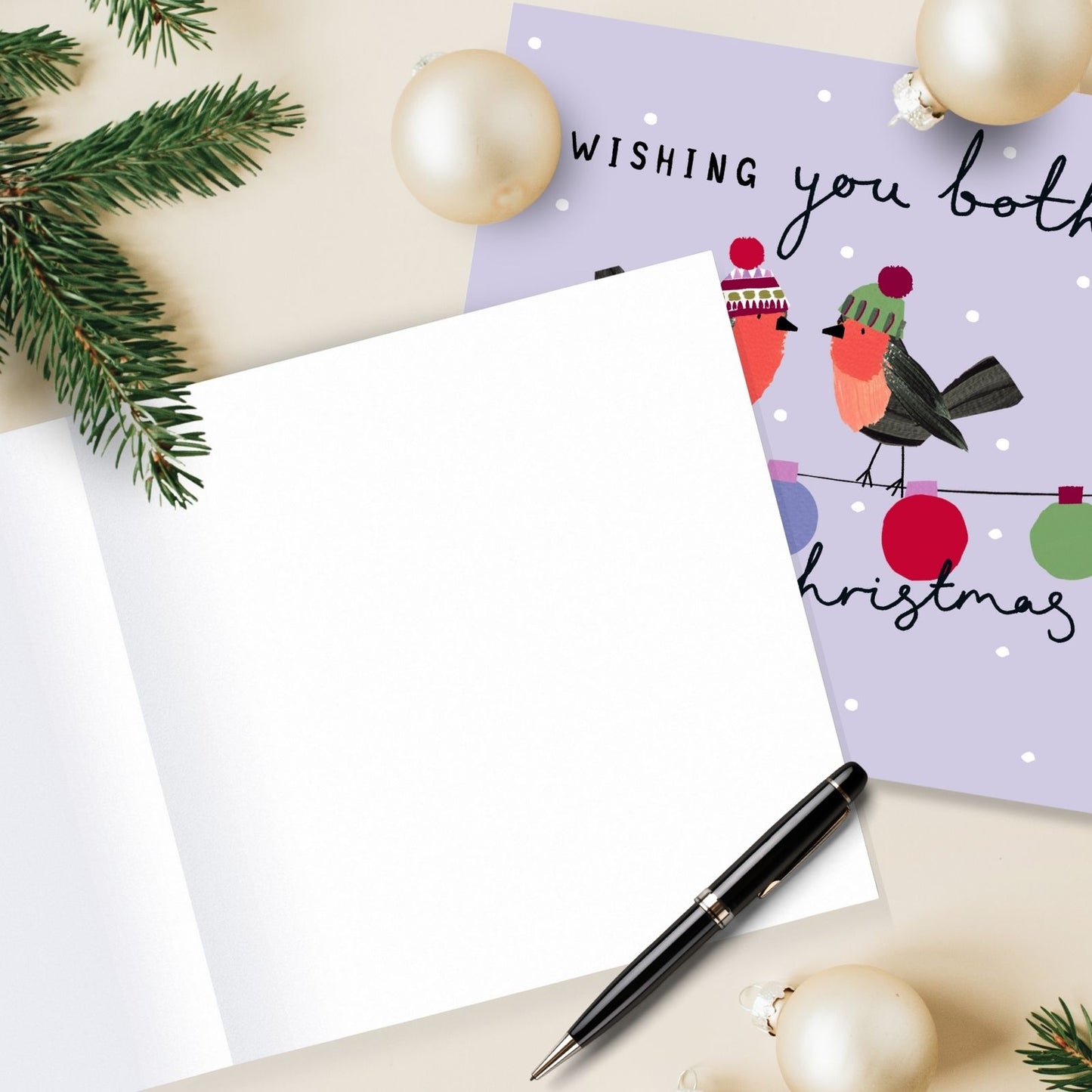 Couple Christmas Card Artistic Foiled Robins Kindred Art Range Xmas Greetings