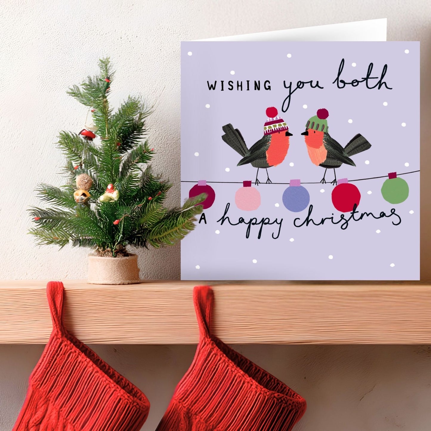 Couple Christmas Card Artistic Foiled Robins Kindred Art Range Xmas Greetings
