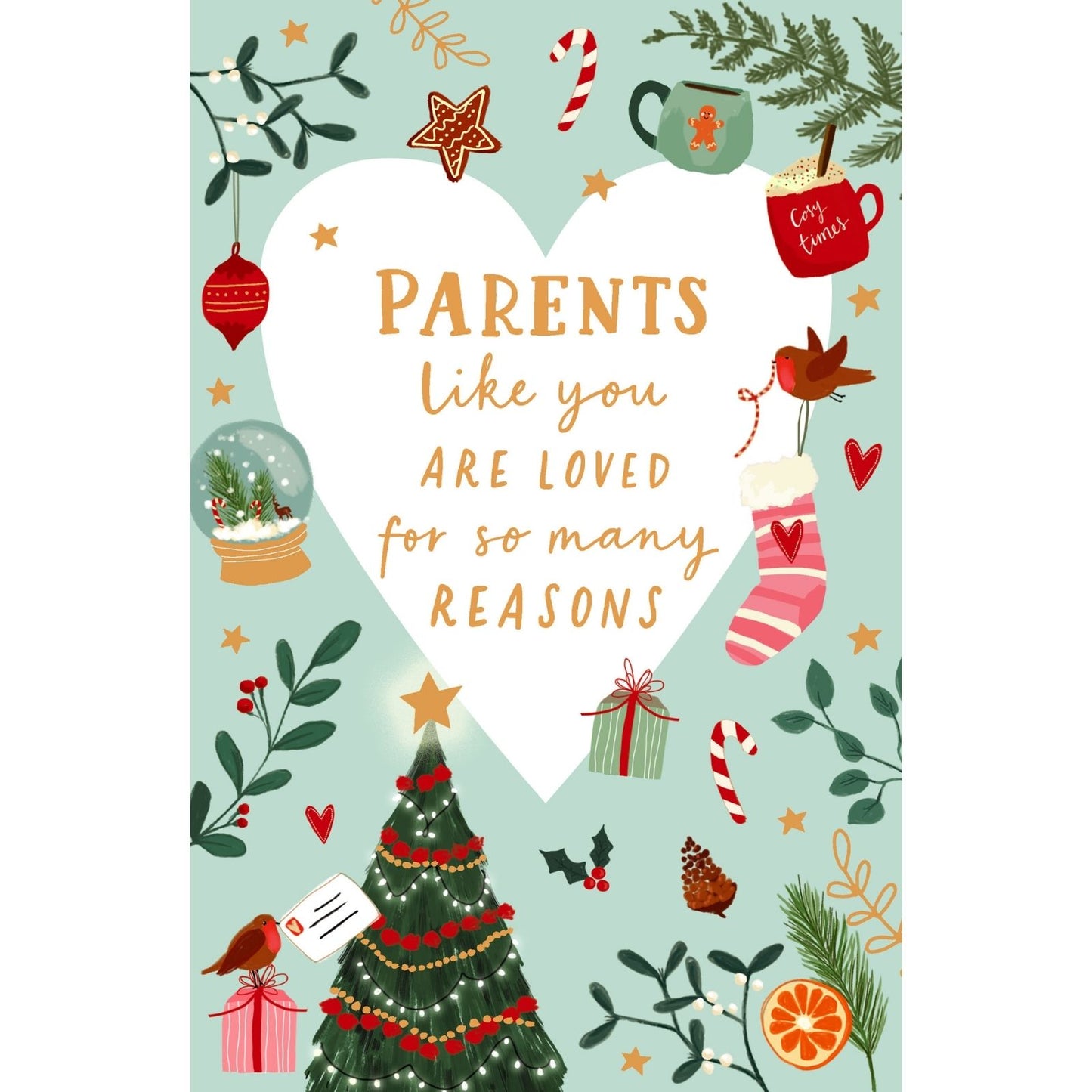Christmas Card For Parents Festive You Are Loved Celebration Xmas Greetings