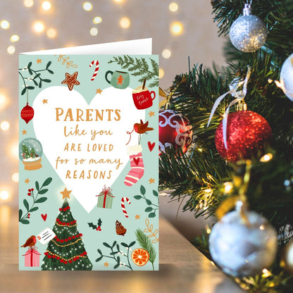 Christmas Card For Parents Festive You Are Loved Celebration Xmas Greetings
