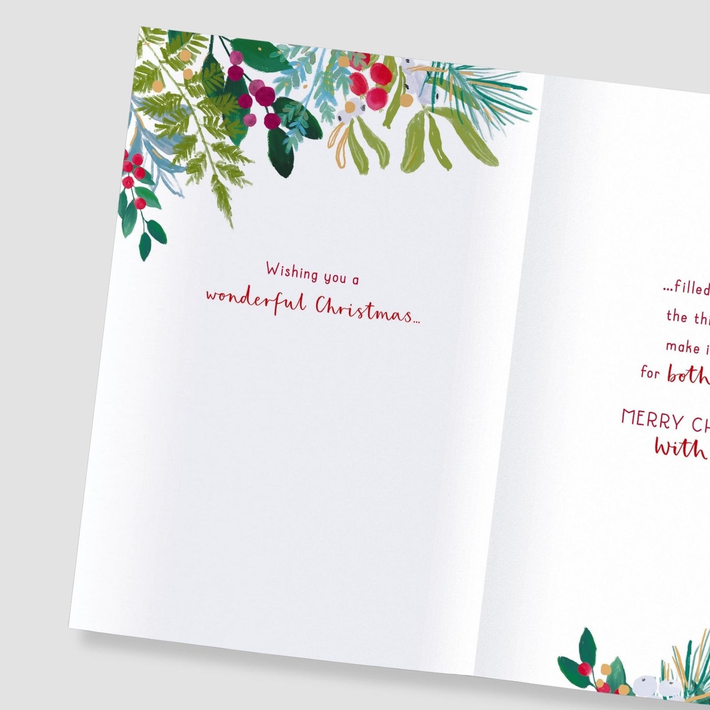 Lovely Daughter & Son-In-Law Christmas Card Festive Gold Foliage Xmas Greetings