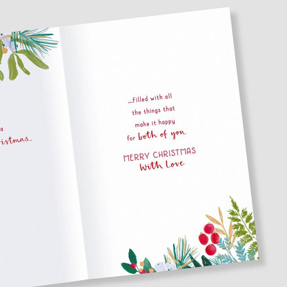Lovely Daughter & Son-In-Law Christmas Card Festive Gold Foliage Xmas Greetings