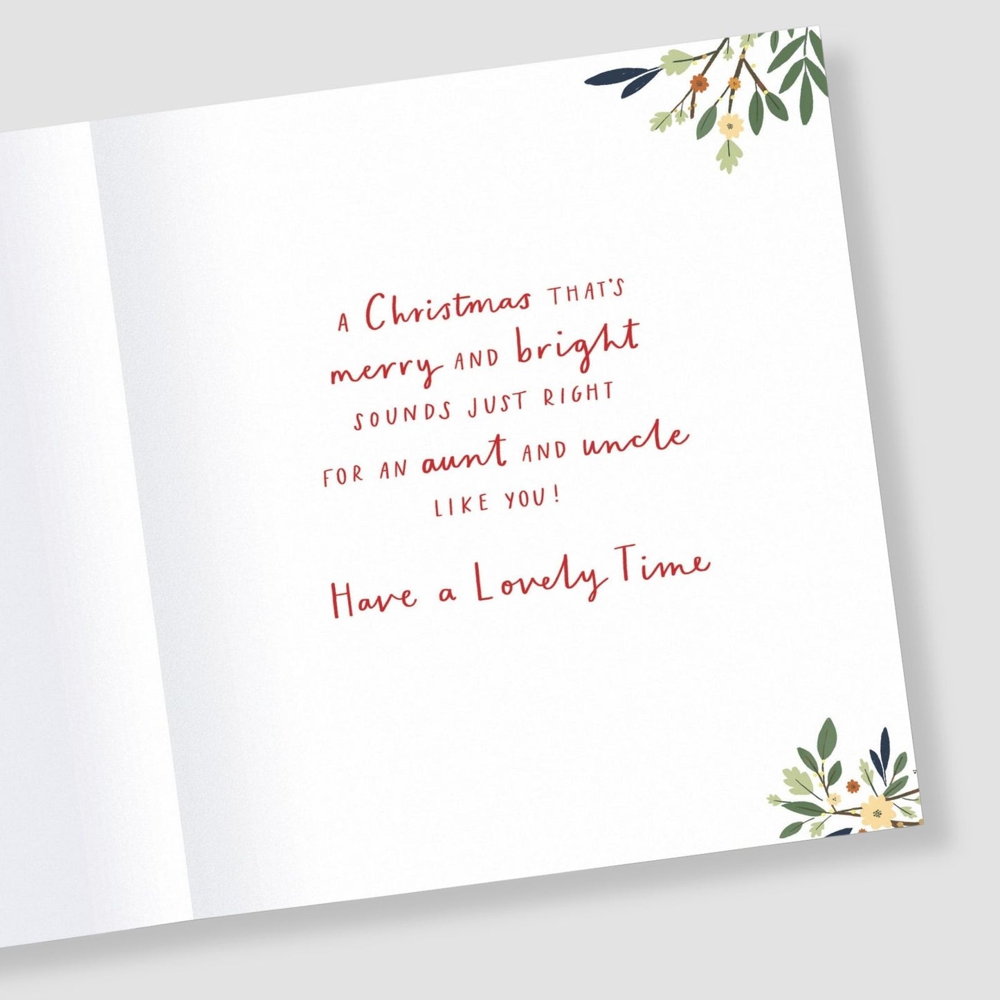 Aunt & Uncle Christmas Card Festive Pair Of Owls & Love Hearts Xmas Greetings
