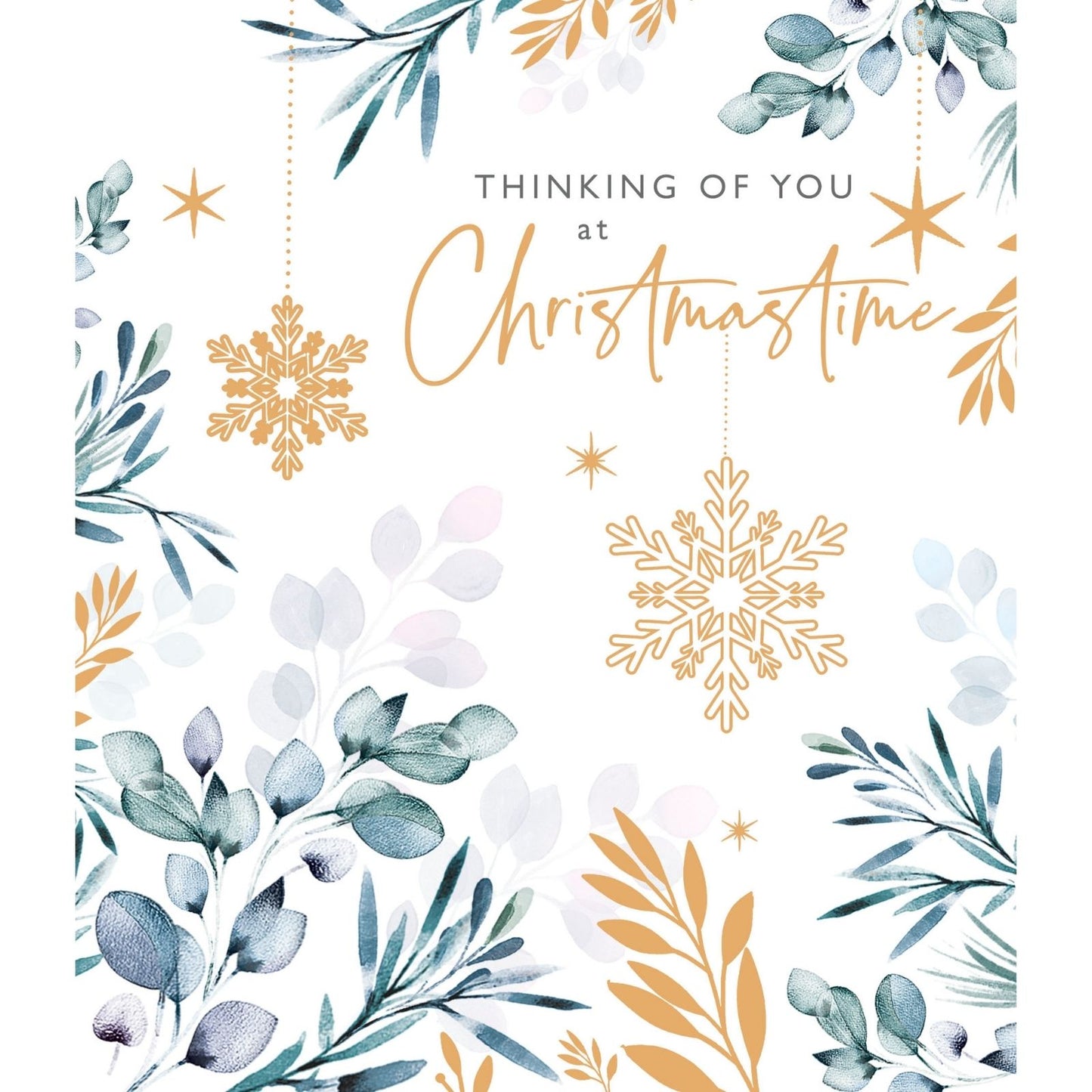 Thinking Of You Christmas Card At Christmastime Festive Foiled Xmas Greetings