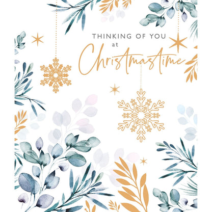 Thinking Of You Christmas Card At Christmastime Festive Foiled Xmas Greetings