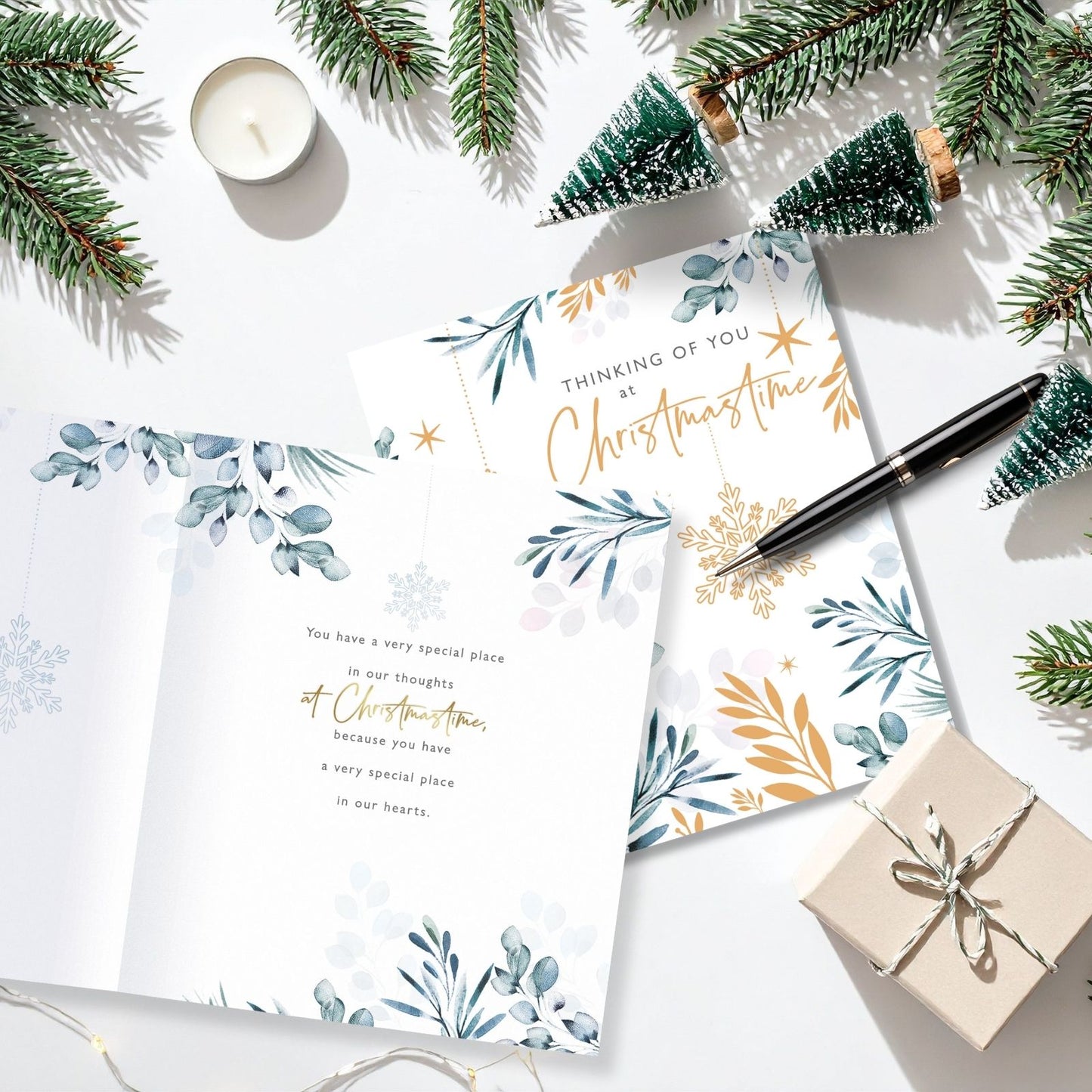 Thinking Of You Christmas Card At Christmastime Festive Foiled Xmas Greetings