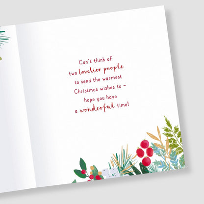 To Both Of You Christmas Card Gold Foiled Festive Foliage Couple Xmas Greetings
