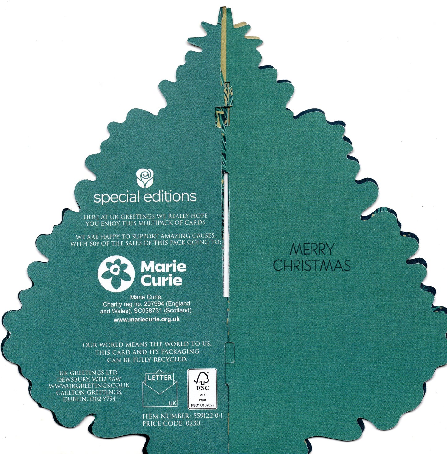 Box Of 6 Luxury 3D Xmas Tree Marie Curie Charity Christmas Cards